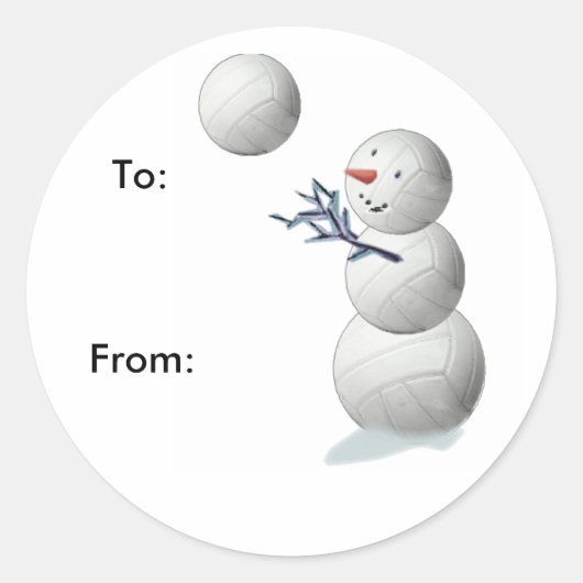 Volleybal Sneeuwman Kerstcadeaus Stickers (Voorkant)