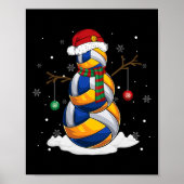Volleybal Sneeuwman Kerstman Hoed Kerstpyjama Poster (Voorkant)