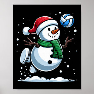 Volleybal Sneeuwman Kerstman Kerstman Kerstmisjong Poster