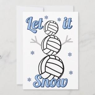Volleybal Sneeuwman Laat het sneeuwen Plat Kerstka Feestdagenkaart