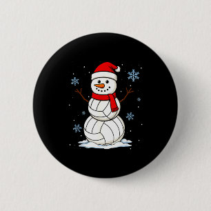 Volleybal Sneeuwman Prettig Kerstmis Grappige Srts Ronde Button 5,7 Cm