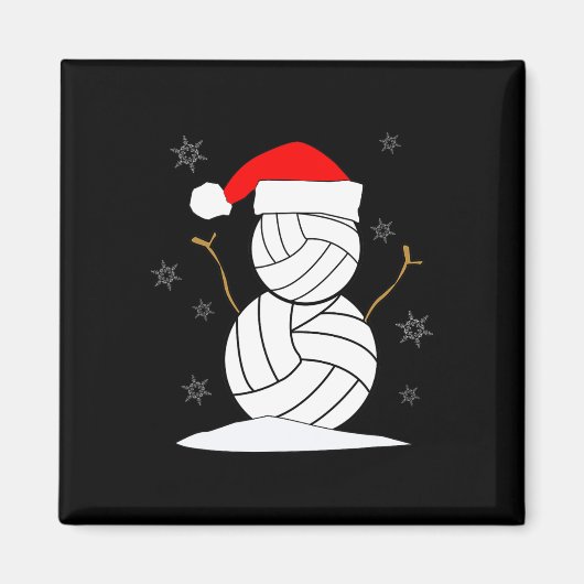 Volleybal Sneeuwman Xmas Magneet (Voorkant)