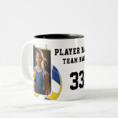 Volleybal Speler Naam Nummer Team 2 Foto's Tweekleurige Koffiemok (Voorkant links)