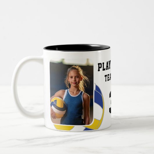 Volleybal Speler Naam Nummer Team 2 Foto's Tweekleurige Koffiemok (Links)