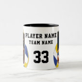 Volleybal Speler Naam Nummer Team 2 Foto's Tweekleurige Koffiemok (Center)