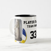 Volleybal Speler Naam Nummer Team 2 Foto's Tweekleurige Koffiemok (Voorkant links)