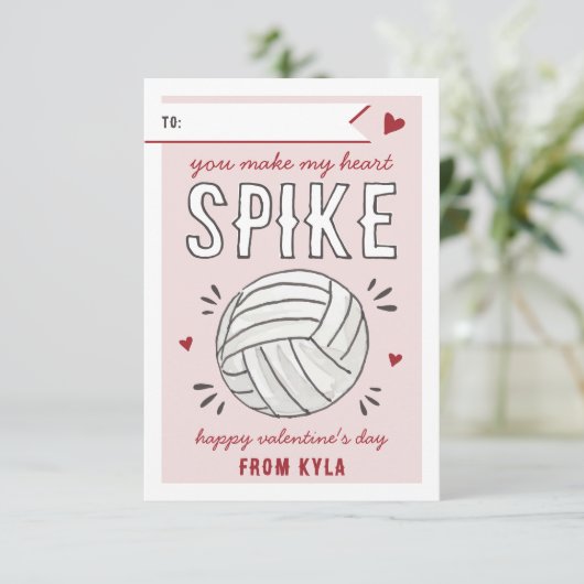 Volleybal Spike Classroom Valentijnsdag Kaart (Staand voorkant)