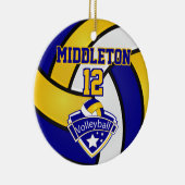 Volleybal 🏐 Sport - Blauw, Wit en Geel Keramisch Ornament (Rechts)