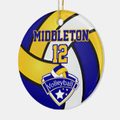 Volleybal 🏐 Sport - Blauw, Wit en Geel Keramisch Ornament (Links)