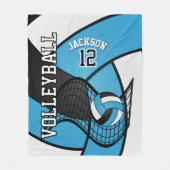 Volleybal 🏐 Sport in Baby Blue, White en Black Fleece Deken (Voorkant)