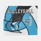 Volleybal 🏐 Sport in Baby Blue, White en Black Fleece Deken (Voorkant (Horizontaal))