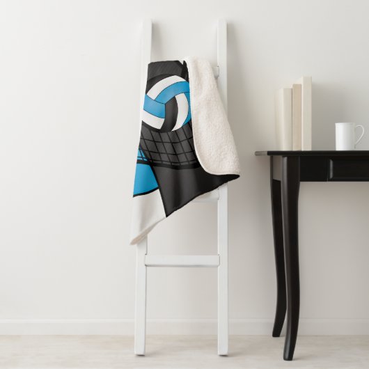 Volleybal 🏐 Sport in Baby Blue, White en Black Sherpa Deken (In situ)