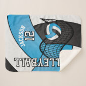 Volleybal 🏐 Sport in Baby Blue, White en Black Sherpa Deken (Voorkant (horizontaal))