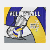 Volleybal 🏐 Sport in Blauw, Wit en Geel Fleece Deken (Voorkant (Horizontaal))