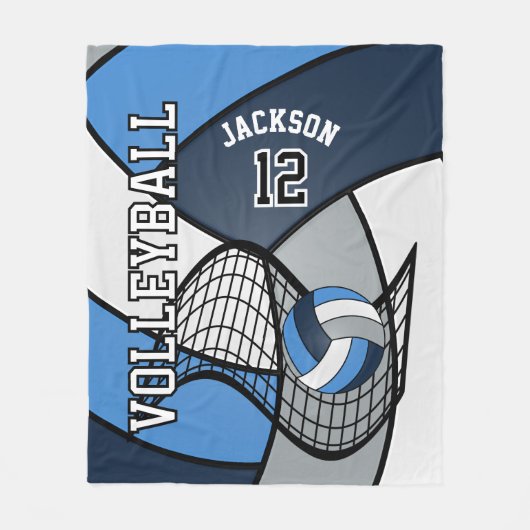 Volleybal 🏐 Sport in blauw, wit en grijs Fleece Deken (Voorkant)