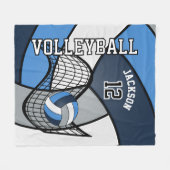 Volleybal 🏐 Sport in blauw, wit en grijs Fleece Deken (Voorkant (Horizontaal))