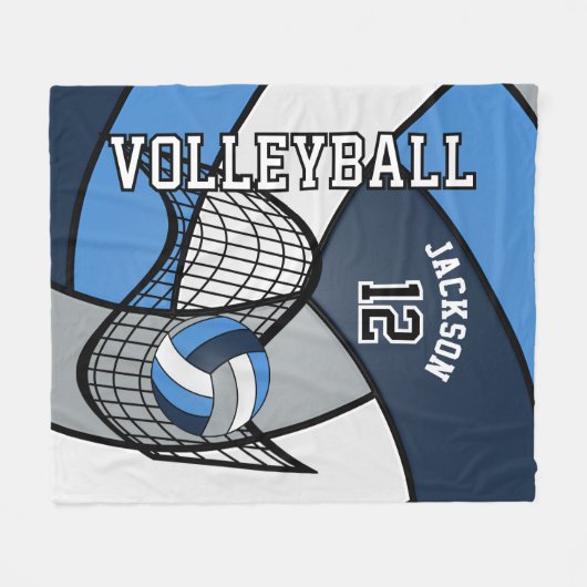 Volleybal 🏐 Sport in blauw, wit en grijs Fleece Deken (Voorkant (Horizontaal))