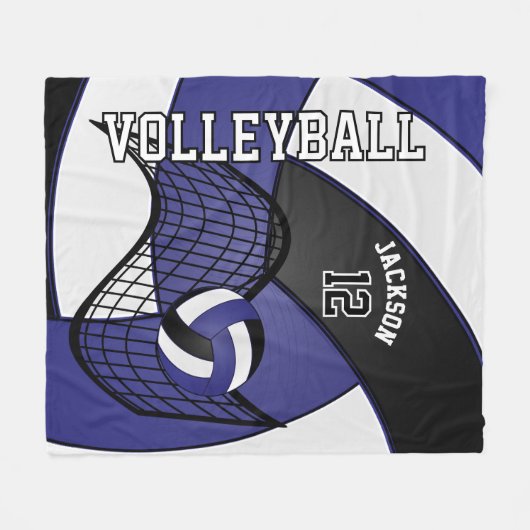 Volleybal 🏐 Sport in donkerblauw, wit en zwart Fleece Deken (Voorkant (Horizontaal))