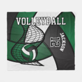 Volleybal 🏐 Sport in donkergroen, wit en zwart Fleece Deken (Voorkant (Horizontaal))