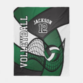 Volleybal 🏐 Sport in donkergroen, wit en zwart Fleece Deken (Voorkant)