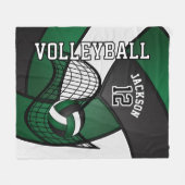 Volleybal 🏐 Sport in donkergroen, wit en zwart Fleece Deken (Voorkant (Horizontaal))