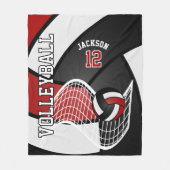 Volleybal 🏐 Sport in donkerrood, wit en zwart Fleece Deken (Voorkant)