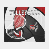 Volleybal 🏐 Sport in donkerrood, wit en zwart Fleece Deken (Voorkant (Horizontaal))