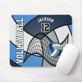 Volleybal 🏐 Sport in een blauw, wit en grijs Muismat (Met muis)