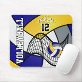 Volleybal 🏐 Sport in een Blauw, Wit, Geel, Grijs Muismat (Met muis)