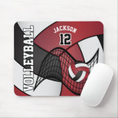 Volleybal 🏐 Sport in een donkerrood, wit en zwart Muismat (Met muis)