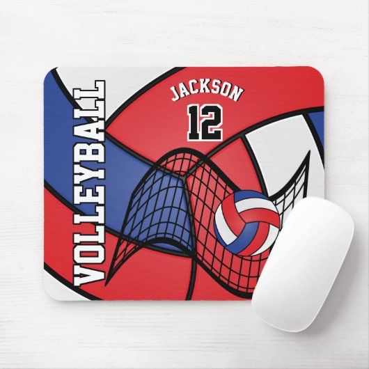 Volleybal 🏐 Sport in een rood, wit en blauw Muismat (Met muis)