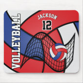 Volleybal 🏐 Sport in een rood, wit en blauw Muismat (Voorkant)
