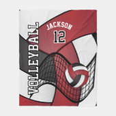 Volleybal 🏐 Sport in Maroon Red, White en Black Fleece Deken (Voorkant)