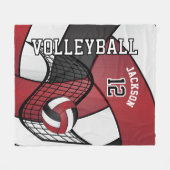 Volleybal 🏐 Sport in Maroon Red, White en Black Fleece Deken (Voorkant (Horizontaal))
