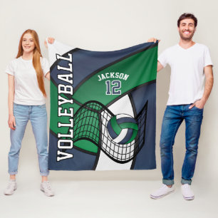 Volleybal 🏐 Sport in Navy Blue, White en Green Fleece Deken