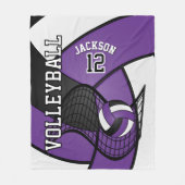 Volleybal 🏐 Sport in Paars, wit en zwart Fleece Deken (Voorkant)