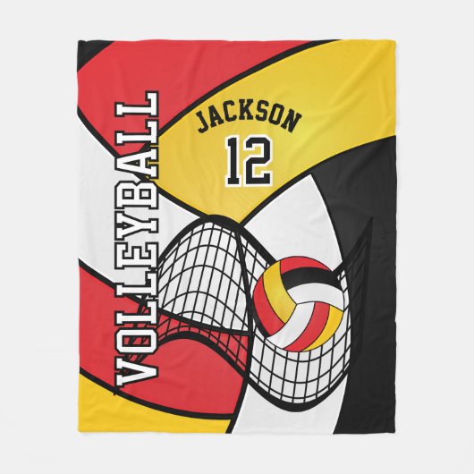 Volleybal 🏐 Sport in rood, zwart en geel Fleece Deken (Voorkant)