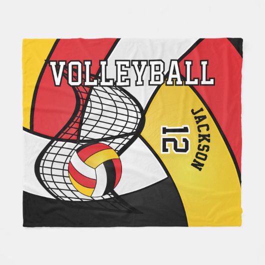 Volleybal 🏐 Sport in rood, zwart en geel Fleece Deken (Voorkant (Horizontaal))