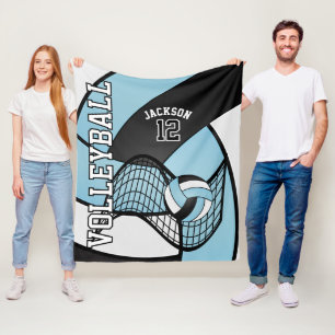 Volleybal 🏐 Sport in Sky Blue, White en Black Fleece Deken