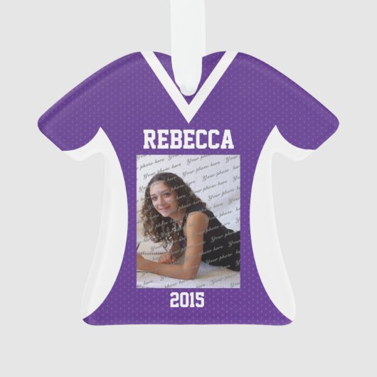Volleybal Sport Jersey Paarse met Foto Ornament (achterkant)