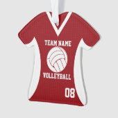 Volleybal Sport Jersey Rood met Foto Ornament (voorkant)