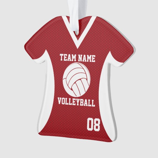 Volleybal Sport Jersey Rood met Foto Ornament (voorkant)