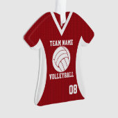 Volleybal Sport Jersey Rood met Foto Ornament (voorkant)