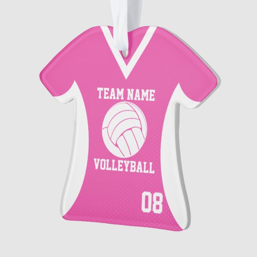 Volleybal Sport Jersey Roze met Foto Ornament (voorkant)