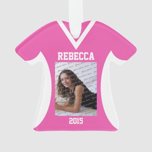 Volleybal Sport Jersey Roze met Foto Ornament (achterkant)