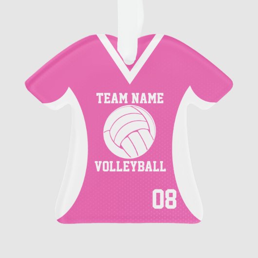 Volleybal Sport Jersey Roze met Foto Ornament (voorkant)