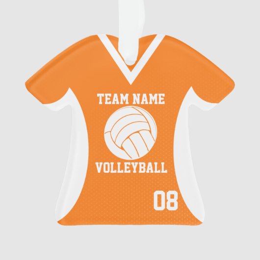 Volleybal Sport Jersey Sinaasappel met Foto Ornament (voorkant)