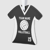Volleybal Sport Jersey Zwart met Foto Ornament (voorkant)