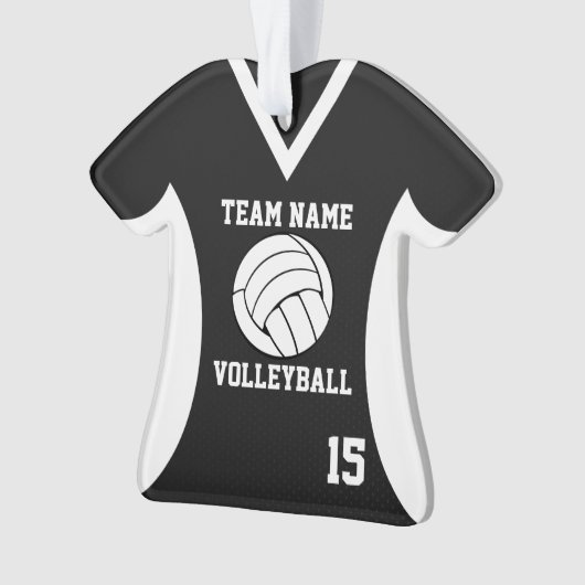 Volleybal Sport Jersey Zwart met Foto Ornament (voorkant)