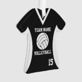 Volleybal Sport Jersey Zwart met Foto Ornament (voorkant)